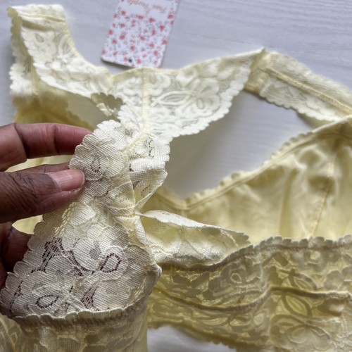 Free People Galloon Lace Bralette Womens Large Lemon Racerback New - Picture 10 of 13