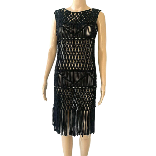 Sass & bide resort wear black Crochet pull over with Gold beads Size S |  eBay