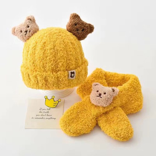 Children Baby Hat Winter Plush Scarf 2Pcs Set Boys Girls Warm Thickened Caps - - Picture 17 of 25