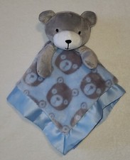 Nursery Rhyme Gray Blue Teddy Bear Security Blanket Plush Baby Lovey