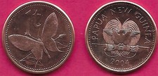 PAPUA NUEVA GUINEA 1 TOEA 2004 SIN CIRCULAR MARIPOSA ALA DE PÁJARO, PÁJARO DEL PARAÍSO, EMBLEMA NACIONAL