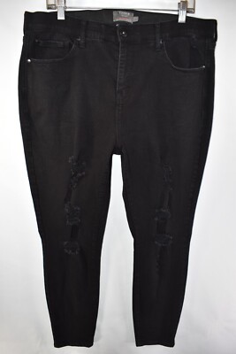 Torrid Sky High Skinny Stretch Waist Jeans Womens Size 18R Black Meas. 36x28