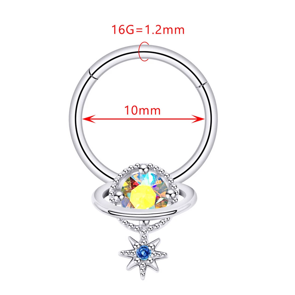 1Pc Surgical Steel Septum Clicker Segment Hoop Nose Rings Daith Earring 16G USA - Image 3 of 4