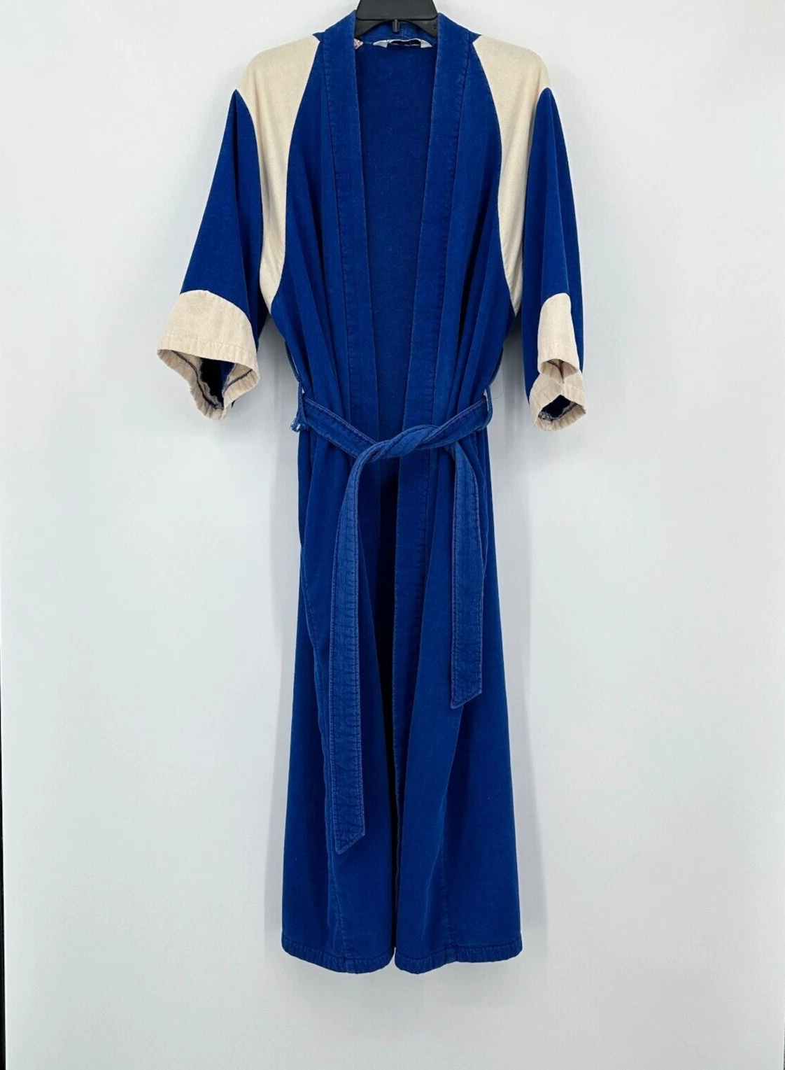 Robe de chambre homme vintage Christian Dior taille unique bleu blanc ceinturé peignoir
