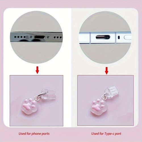 Phone Dust Plug Cat Claw Pendant Decoration For IPhone Type-C Charging Interface - Zdjęcie 6 z 16