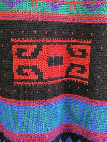 Vintage Mens Meister Nordic Wool Sweater Black Blue Fair Isle Ski Large Crewneck - Picture 8 of 17