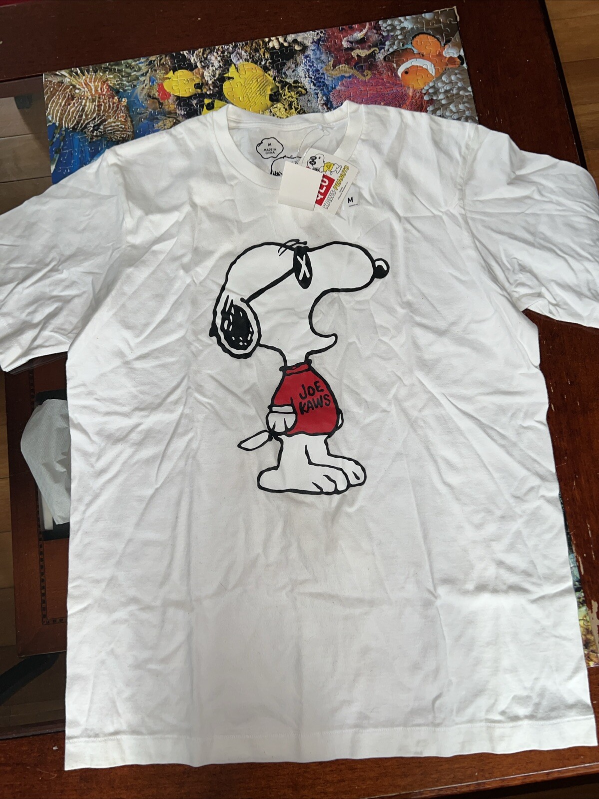 KAWS x Peanuts x UNIQLO 'Snoopy Joe KAWS' Graphic Art T-Shirt SOLD-OUT M Wht NWT