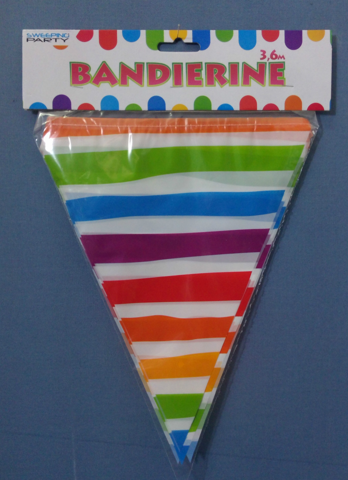 BANDIERINE ARCOBALENO FESTONE STRISCIONE 3,6 metri FESTA BIG PARTY