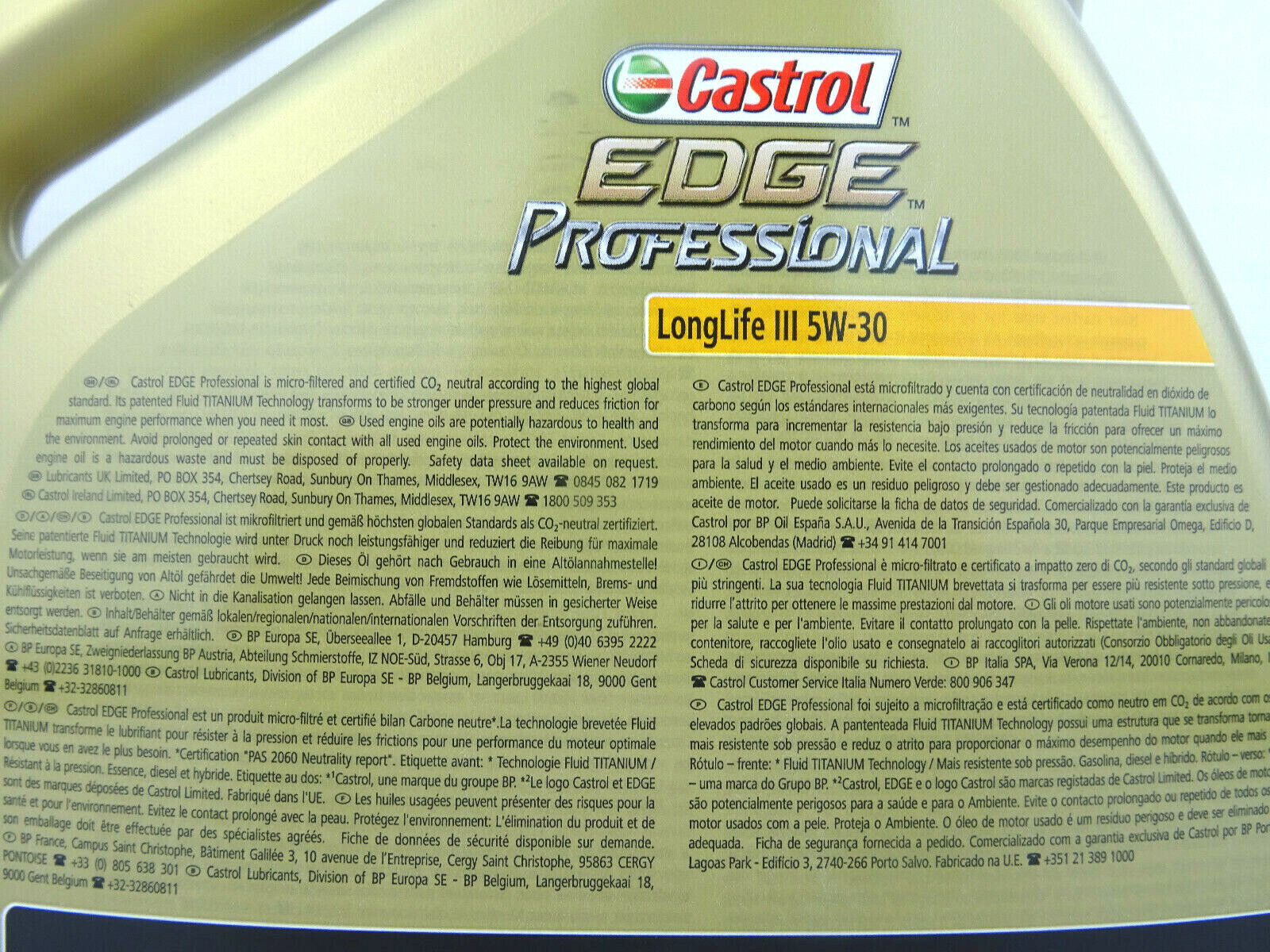 Castrol 5W30 Professional Longlife 3 5W-30 Edge ÖL VW 50400 50700 4Liter NEU
