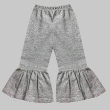 A.T.U.N. Girls Gray Chalk Pin-Stripe Boho Ruffle Bell Bottom Flare Pants 8 9