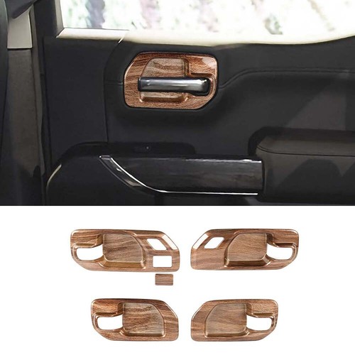 Wood Grain Inner Door Handle Bowl Cover Trim Bezels For Chevry Silverado 2019-22 - Picture 4 of 11