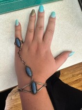 Vintage Slave Bracelet Silver, And Torquiose.