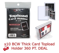 X10 High Quality BCW 3x4 Thick Card Topload Holder 360 PT. Rigid PVC 9mm Opening