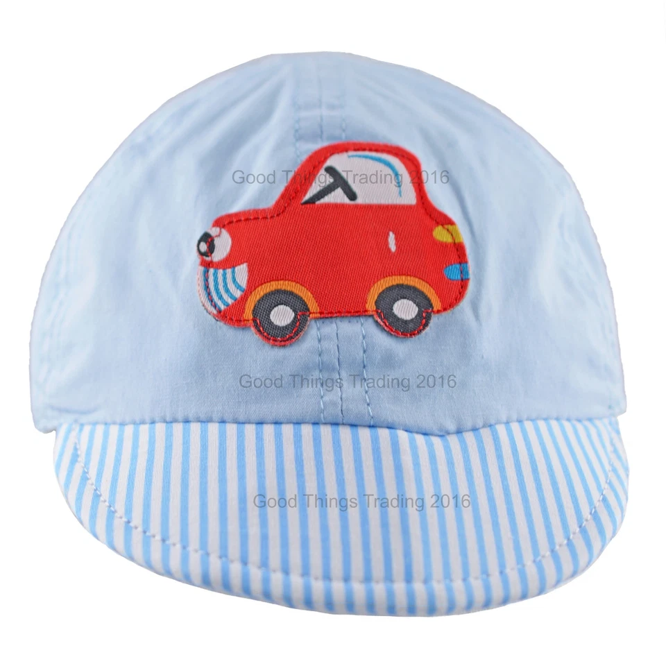 Sombrero de sol bebé niños gorra de verano sombrero de playa algodón azul rojo ala a rayas coche 0-3 3-6M Foto 2 de 4