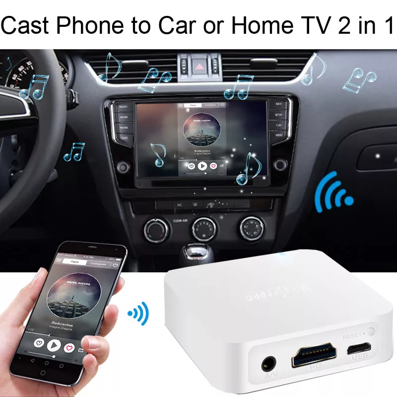 Airplay Miracast Mirror Link Box Connects Samrtphone to the Car TFT