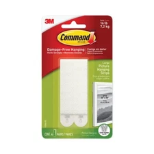 Command Picture Hanging Strips, Holds 16 lbs, Large, White 17206-ES, 4 Pairs