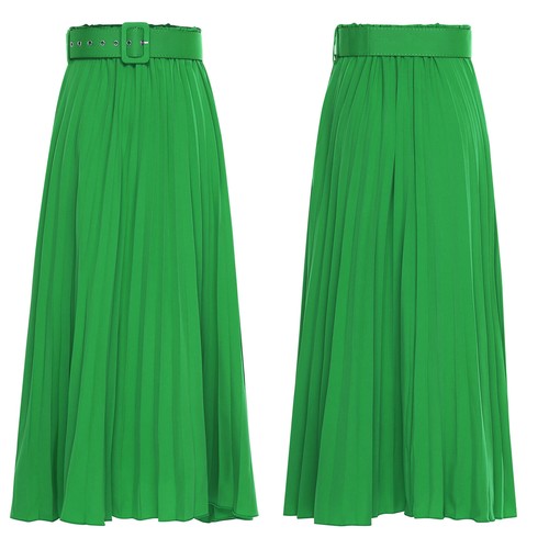 Womens Dress High Waist Skirt Elegant Dancewear Elastic Pleated Club Belt Work - Picture 56 of 71