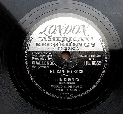 0515/ THE CHAMPS-El rancho rock-Midnighter- INSTRUMENTAL R´n`R-78rpm Schellack