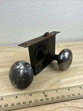 Antique Hardware Silver Nickel Knob Set Mortise Exterior Lock - NO KEY
