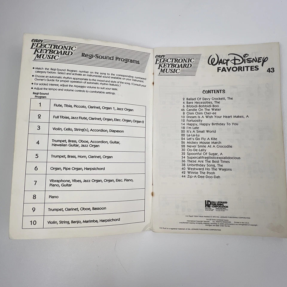 TECLADO ELECTRÓNICO FÁCIL VOLUMEN DE MÚSICA 43 FAVORITOS DE WALT DISNEY DE COLECCIÓN Foto 3 de 4