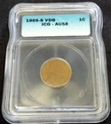 1909-S VDB LINCOLN CENT ICG AU58 NICE SLIDER (H4)