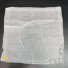 NWT Delicate Vintage Swiss Voile Floral Lace Handkerchief 11"
