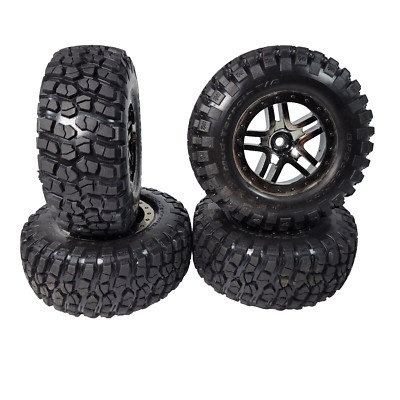 Fits Traxxas Slash Ultimate 4x4 Tires BF Goodrich S1 & 12mm Black Chrome Wheel