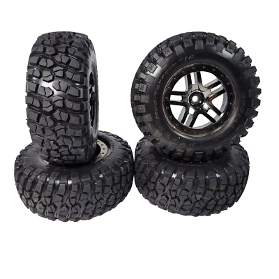 Fits Traxxas Slash Ultimate 4x4 Tires BF Goodrich S1 & 12mm Black Chrome Wheel - Image 1 of 4
