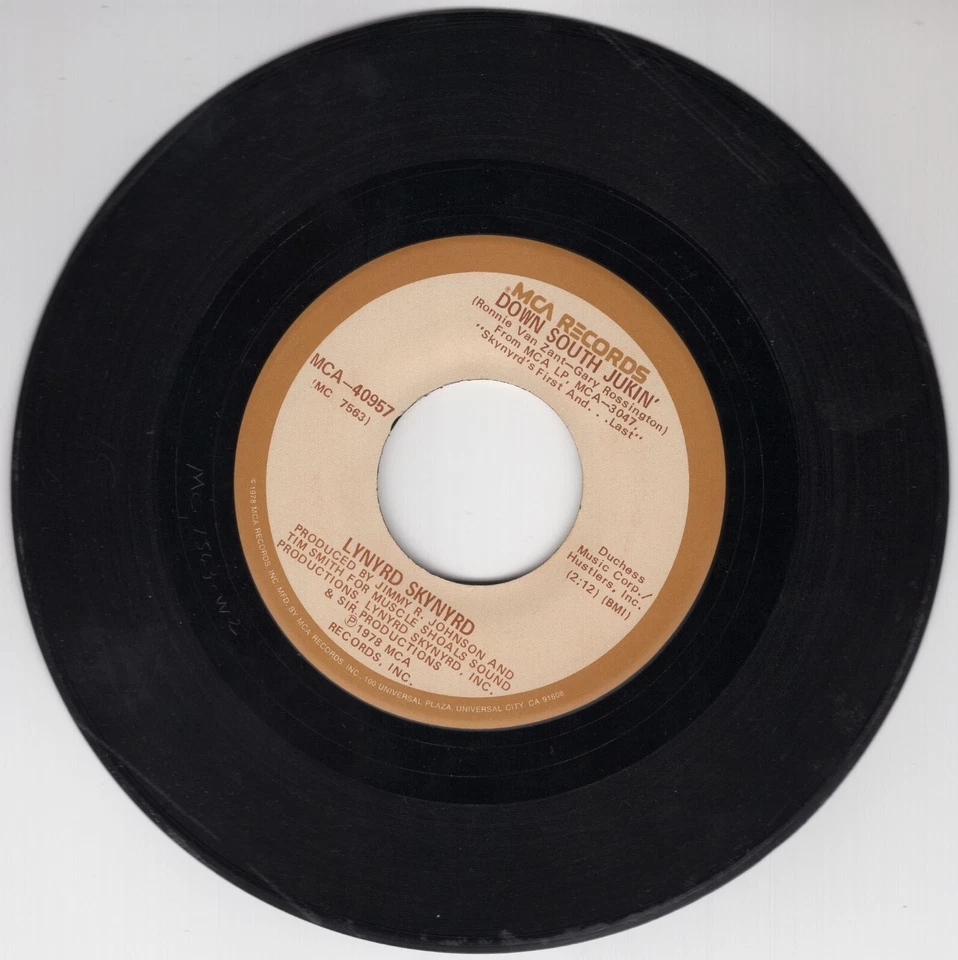LYNYRD SKYNYRD Down South Jukin' / Wino RARE 45 RPM Vinyl Record 7" 1978 HTF - Image 2 of 2