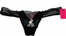 NWT Betsey Johnson Intimates RARE Vintage Black/Pale Pink n Pink Bow Size Large