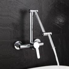 New Wall Mounted Brass Mixer Water Kitchen Sink Faucet Folding Swivel Spout Tap