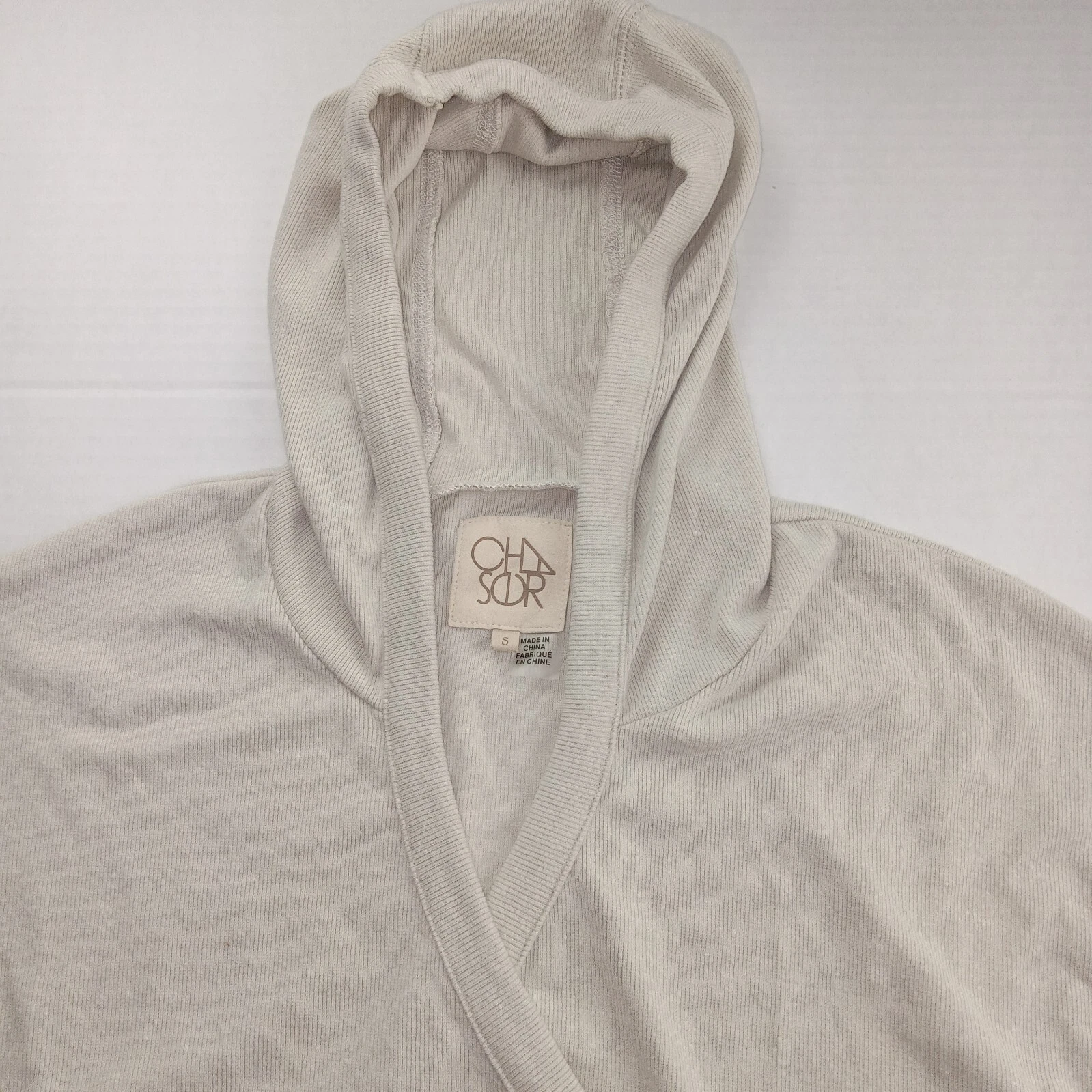 OFF WHITE Felpa con cappuccio Chaser donna in maglia sintetica frontale taglia small tasca panna