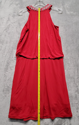 White House Black Market Dress Womens Medium Red Dress Chain/ Ribbon Neck  Halter | eBay