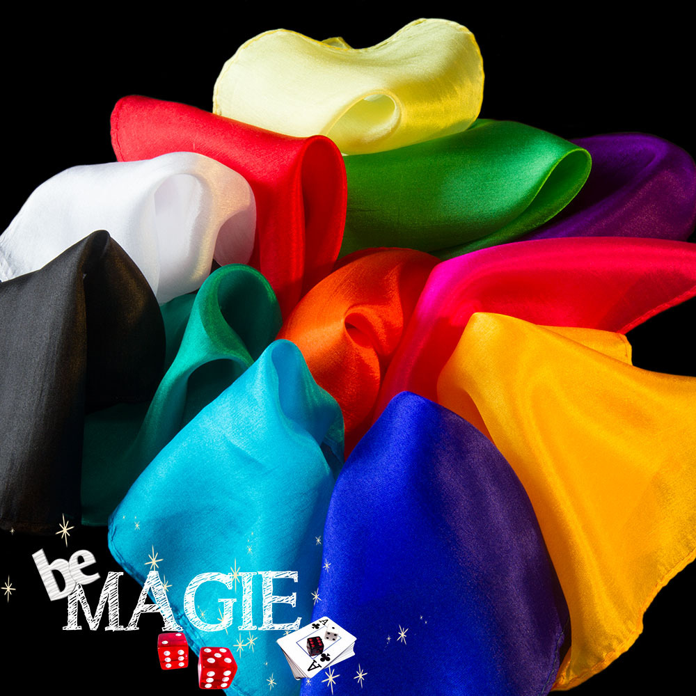 Foulards 100% Soie 45 x 45 cm - Lot de 12 Pièces Multicolores pour Tours de Magie
