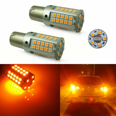 2X Front Rear LED Turn Signal Indicator Light Bulb 1156 BA15S P21W Amber CANBUS