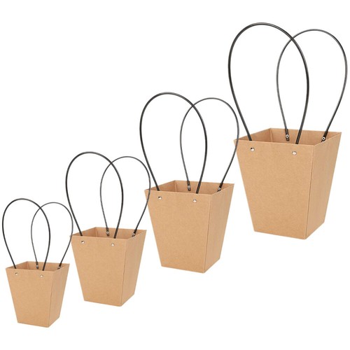 4 Pcs Brown Paper Bag Kraft Flower Wrapping Boxes Fresh Bags eBay