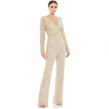 NEW Mac Duggal Long Sleeve Sequin Jumpsuit