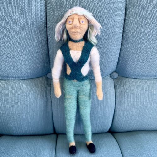 Needle Felted Wool Doll Trendy Old Woman Poseable Handmade Art Piece Display 13” - Picture 1 of 18