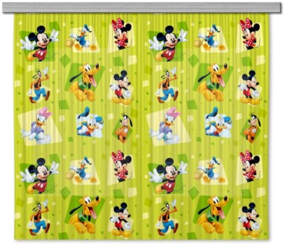 Mickey Mouse Kinderzimmer Vorhang Set 180x160 cm Grün, Fertig Genäht