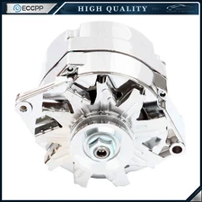 Alternator 110Amp Chrome 1 Wire Self Exciting Street Rod for GM 305 350 BBC SBC