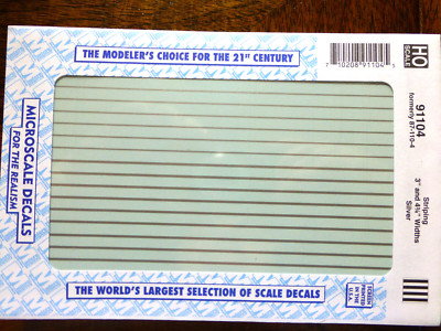 Microscale Decal #91104 Striping 3'' and 4 3/4'' Widths - Silver (1:87 Scale)