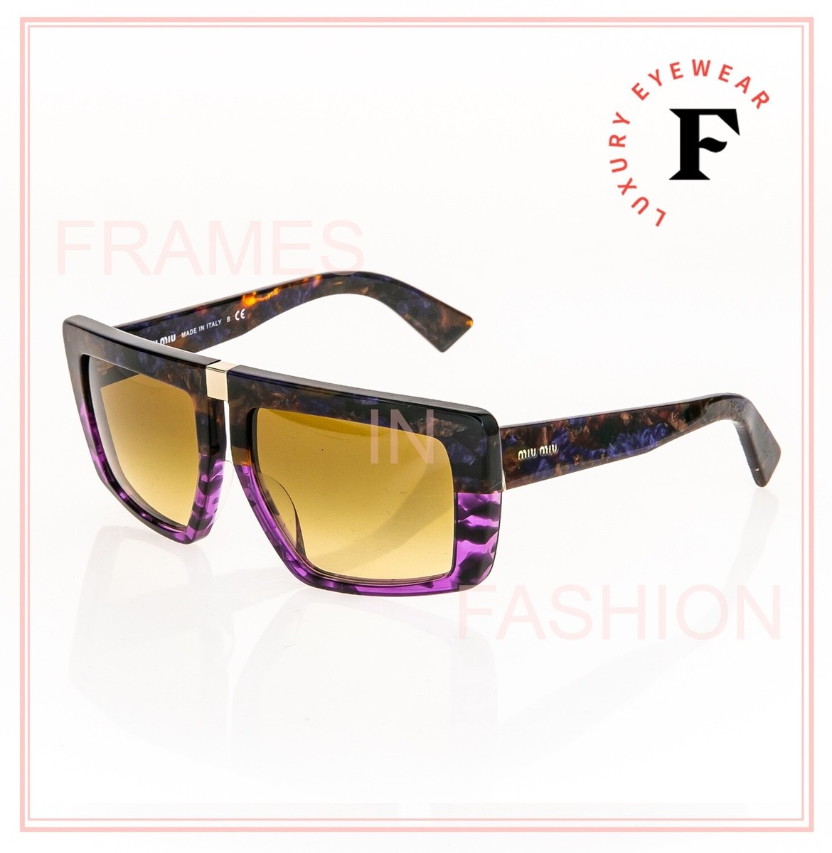 miu miu SMU05E 0AD-4N1 サングラス マーブル スクエア MIU MIU 05O Maquillage Purple Brown MARBLE Havana Rectangle