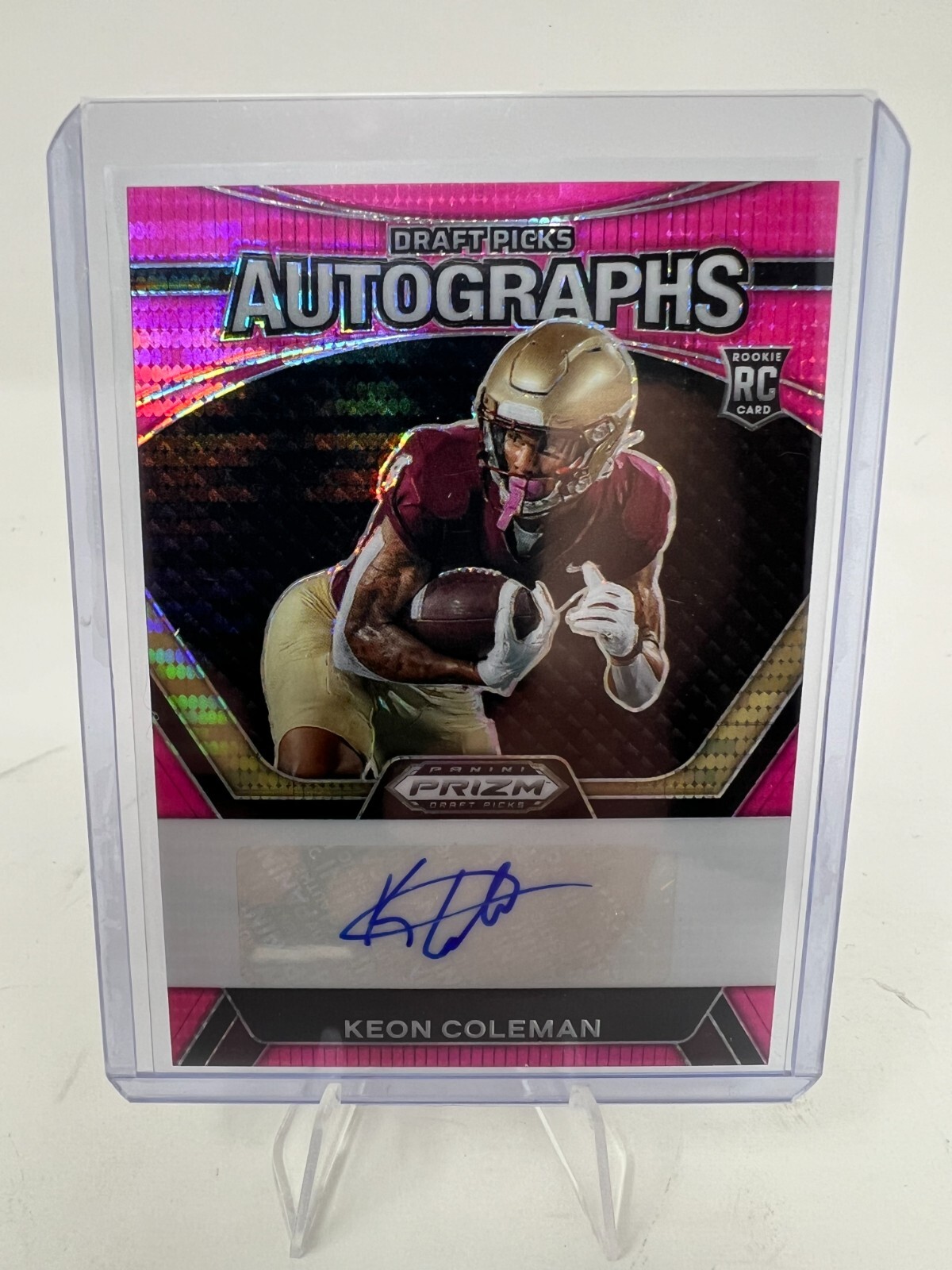 2024 PANINI PRIZM DRAFT PICKS AUTOGRAPHS KEON COLEMAN AUTO PINK PULSAR /15