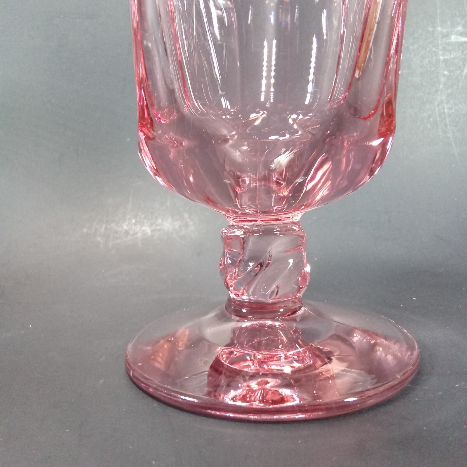 4 Vintage Fostoria Jamestown Pink Iced Tea Footed Swirl Glasses 6 1/8