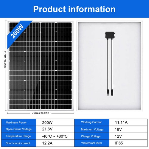 PFCTART 100W 200W 400W Solar Panel Kit with Mounting Brackets Caravan RV Camper - Picture 30 of 30
