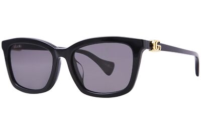 Gucci GG1596SK 001 Sunglasses Women's Black/Grey Rectangle