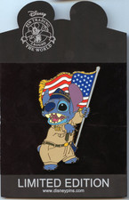 Disney Shopping Veteran's Day Army Stitch United States Flag LE 500 Jumbo Pin