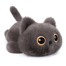 1.9 lbs Weighted Stuffed Animals Cat - Dark Grey Cat Plush, Cute cat Stuffed ...