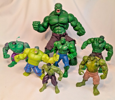 INCREDIBLE HULK Lot x7 Movie 2003 ToyBox 13'' Power Glow 2007 Rampaging 1996