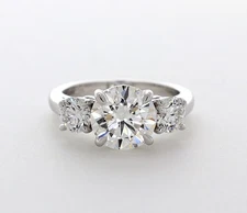 3-Stone Engagement Ring Classic 14K Gold 3.67 CT Round Lab-Grown Diamond F VS1